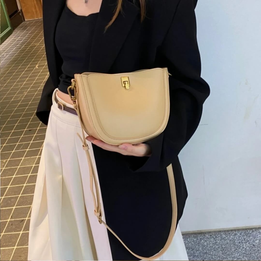 Saddlelux – Lyxig Mini Sadelväska i Äkta Läder-Cross Body Bags-BB-Hemnix