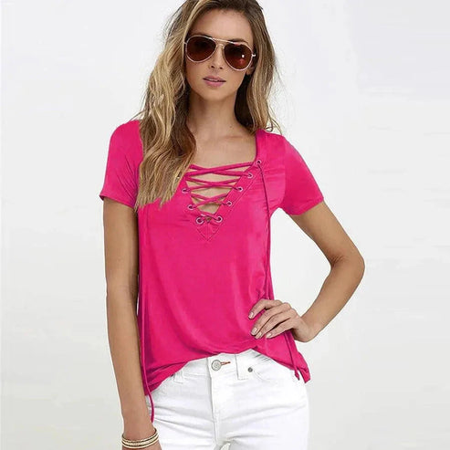 Dam T-shirt Trendig Mjuk Bomull Hemnix