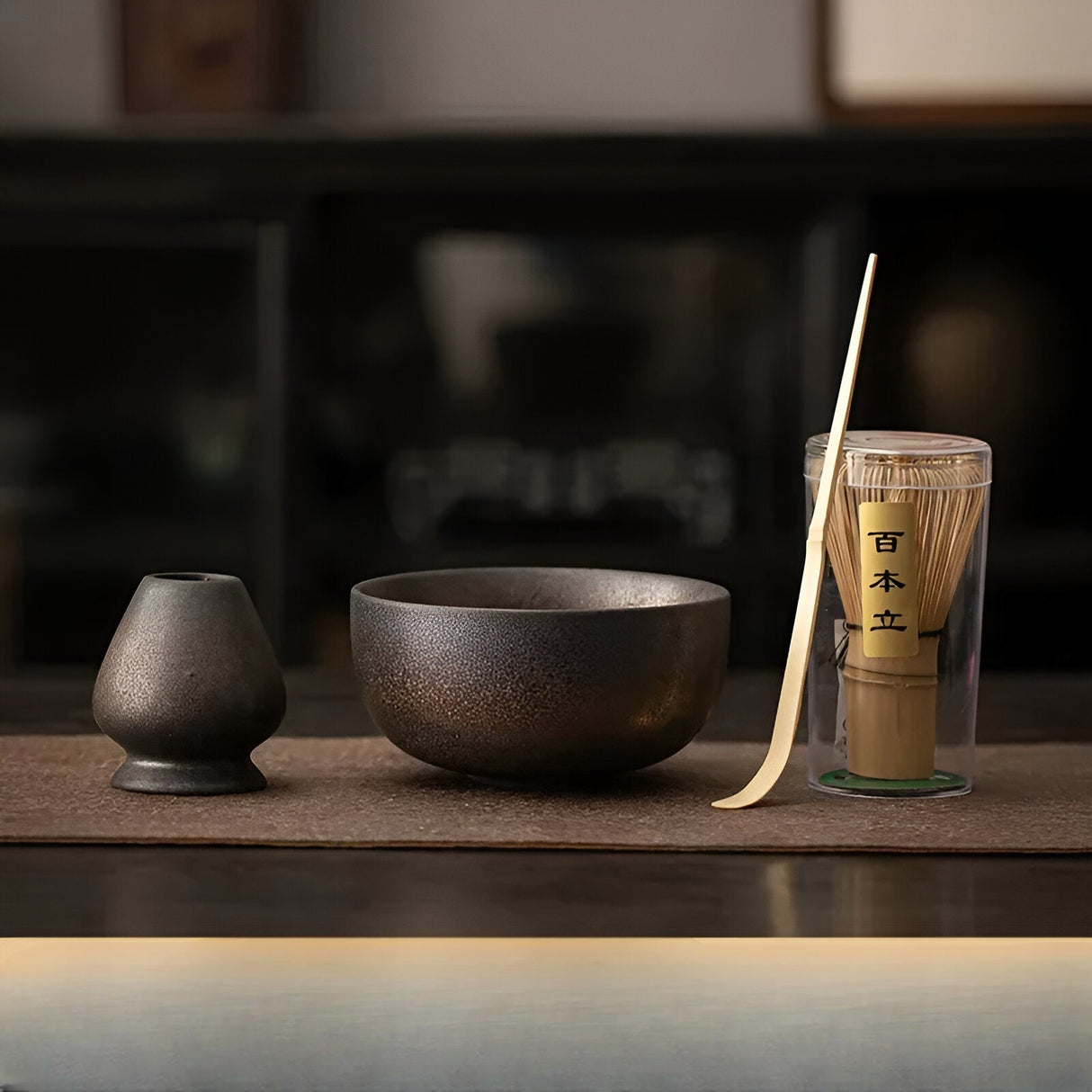 Matcha Te-set – 4-delar med bambuvisp | För traditionell teceremoni Carvallo