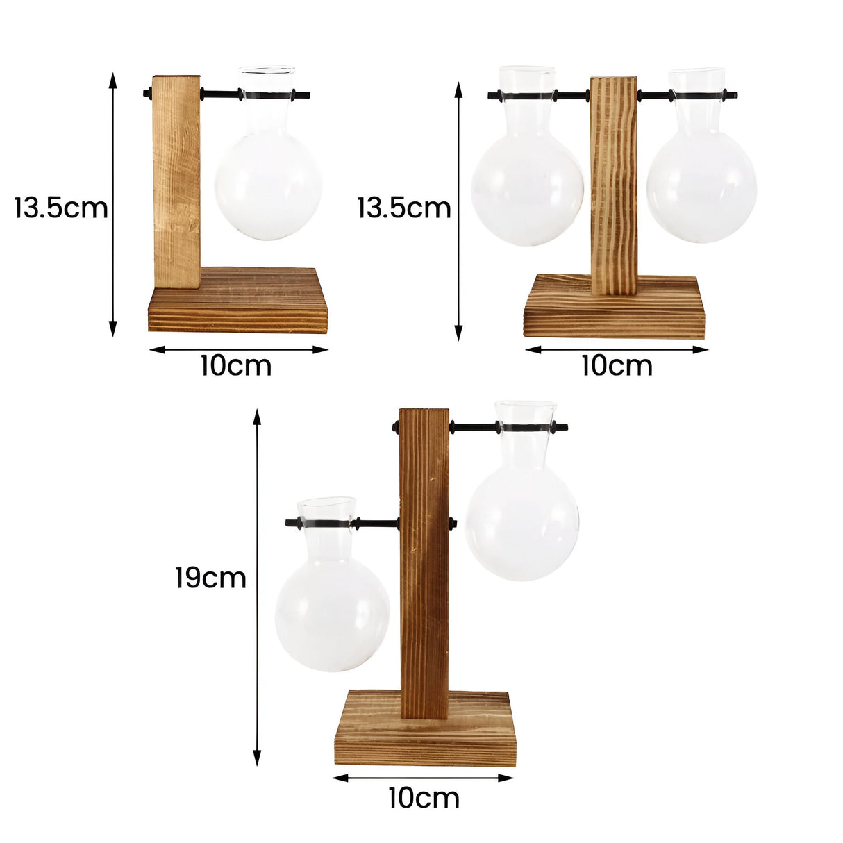GlassHaven Vase – Hydroponiskt glasbehållare med trästativ Carvallo
