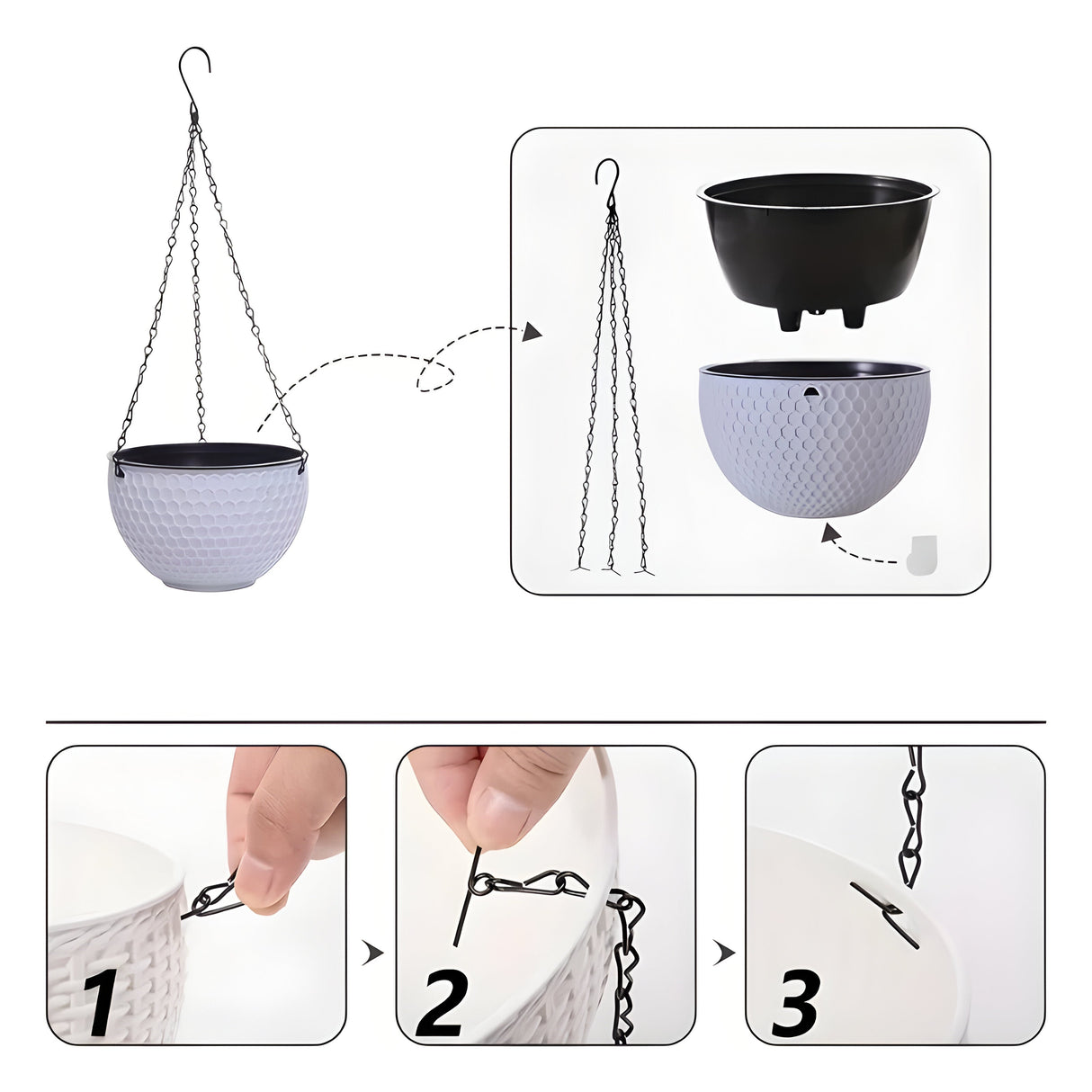 MacraBloom Toppljusk - Trädgård Makramé Hängande Blomkruka Carvallo