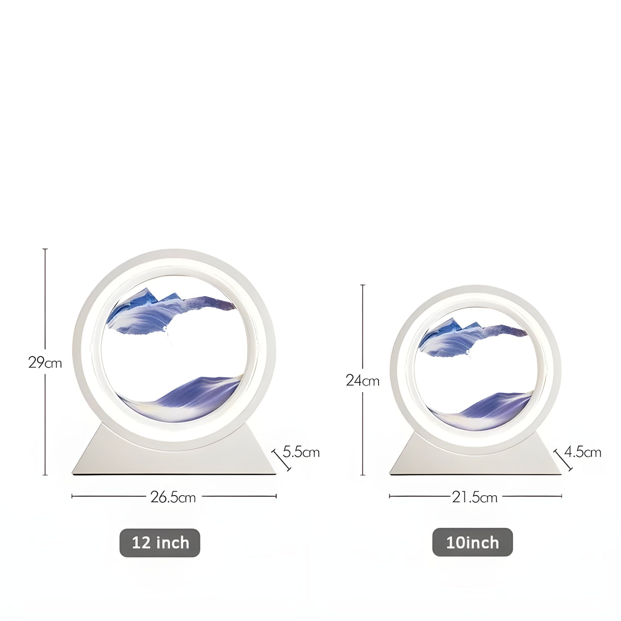 Sandbildslampa – LED-bordslampa med 3D sandmotiv | Avkopplande dekoration för vardagsrum och kontor Carvallo