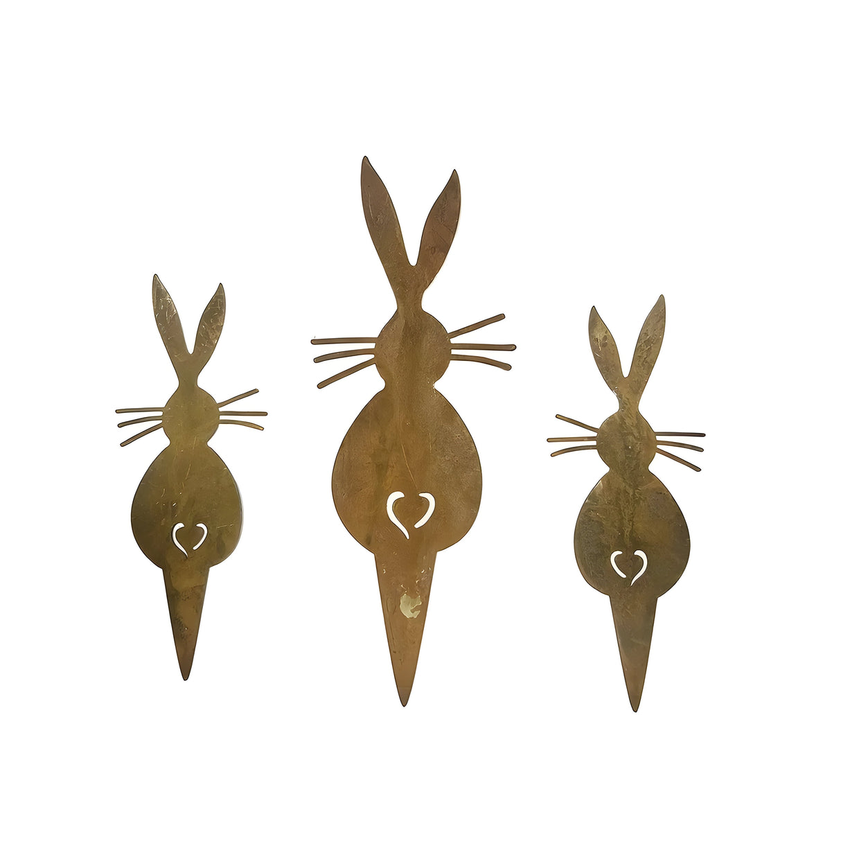 RustyRabbit Ornament – 3-delad rustik metallkanin trädgårdsdekoration Carvallo