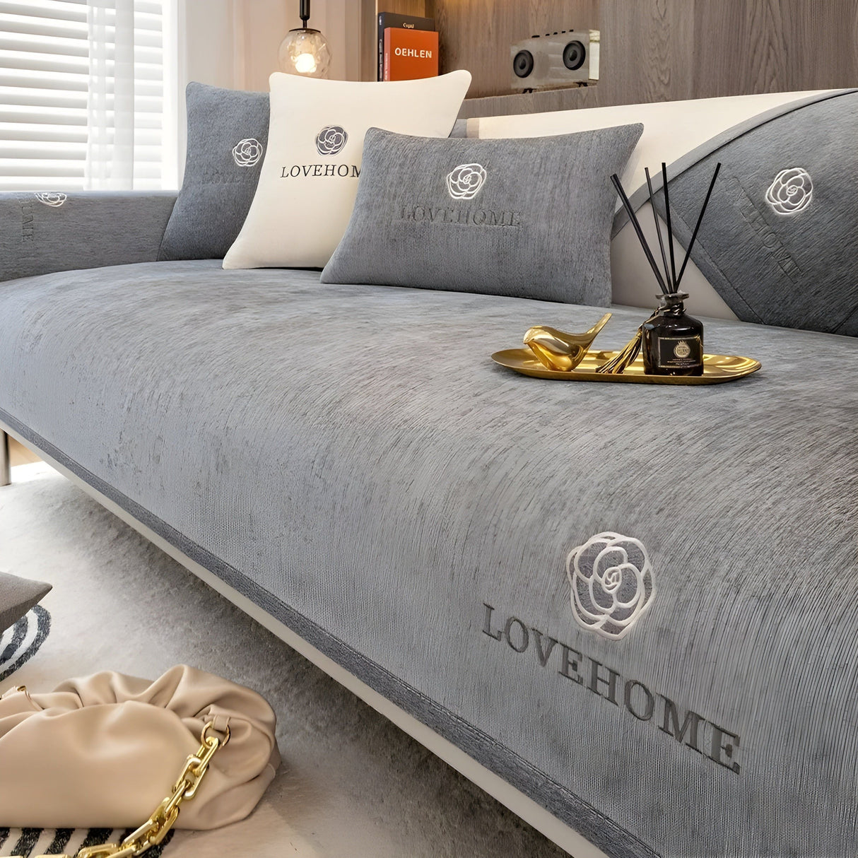 LuxeWrap Sofabeklädnad - Modern, Rutschskydd Sofakudsskydd Carvallo