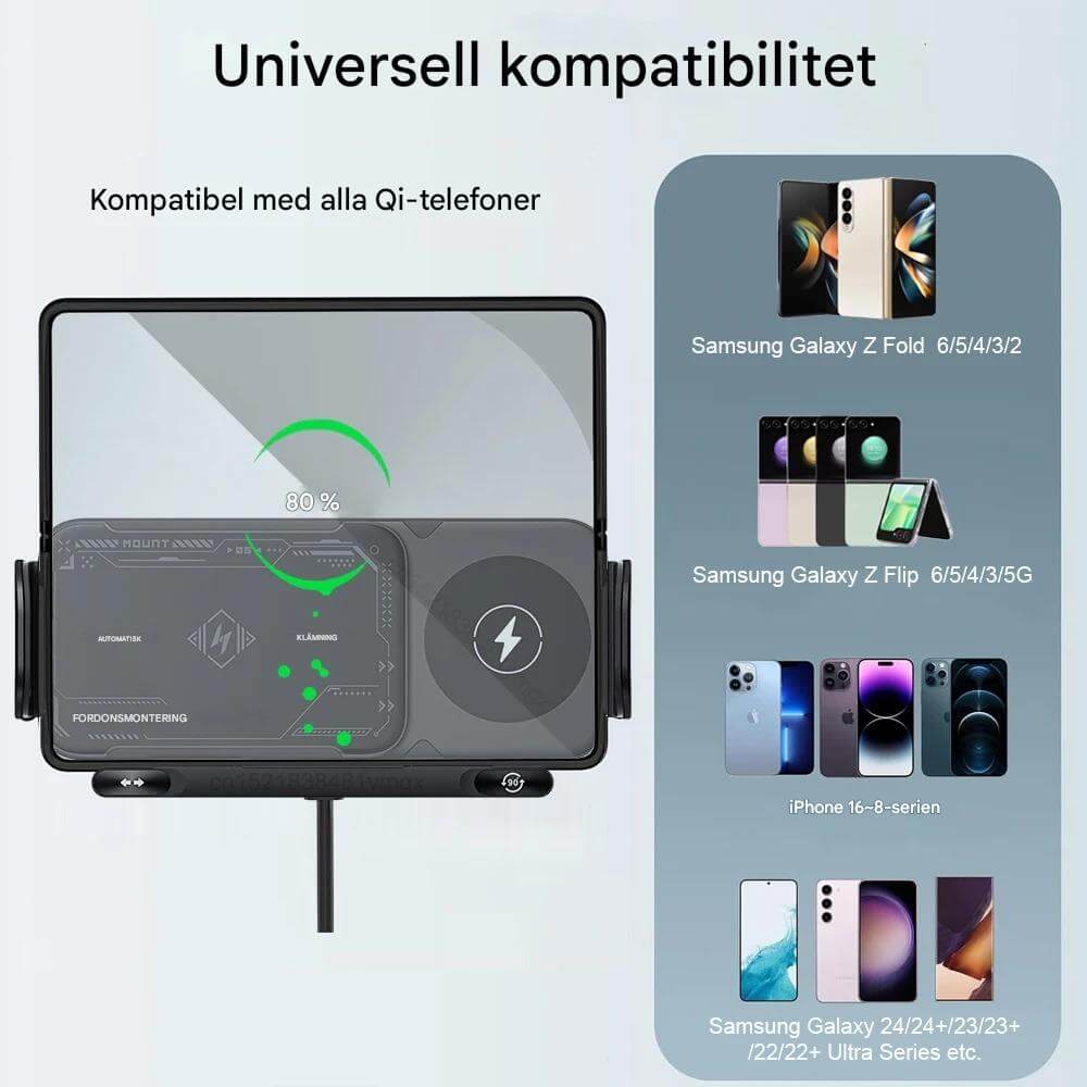 ChargeMount - Justerbar Smart Biltelefonhållare med 15W Trådlös Laddningsplatta för Fällbara Skärmar-Mobile Phone Stands-BB-Hemnix