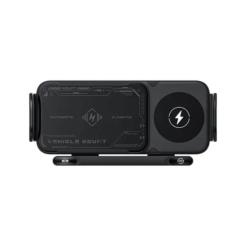 ChargeMount - Justerbar Smart Biltelefonhållare med 15W Trådlös Laddningsplatta för Fällbara Skärmar-Mobile Phone Stands-BB-Svart-Hemnix