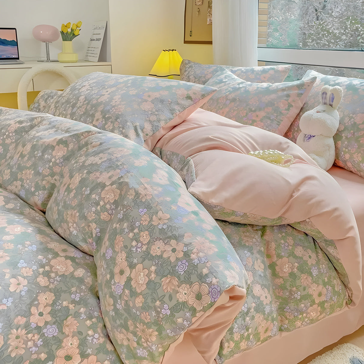 SoftBloom Sängkläder Set - Elegant sängkläder set tillverkat av bomull med blommönster Carvallo