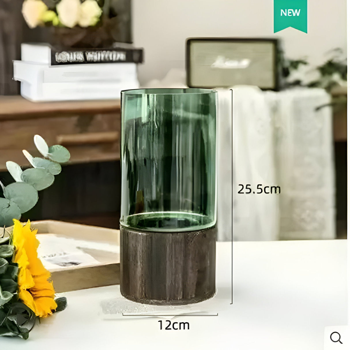 TranquilBloom Vas – Europeisk Hydroponics Trä- och Glasvas Carvallo