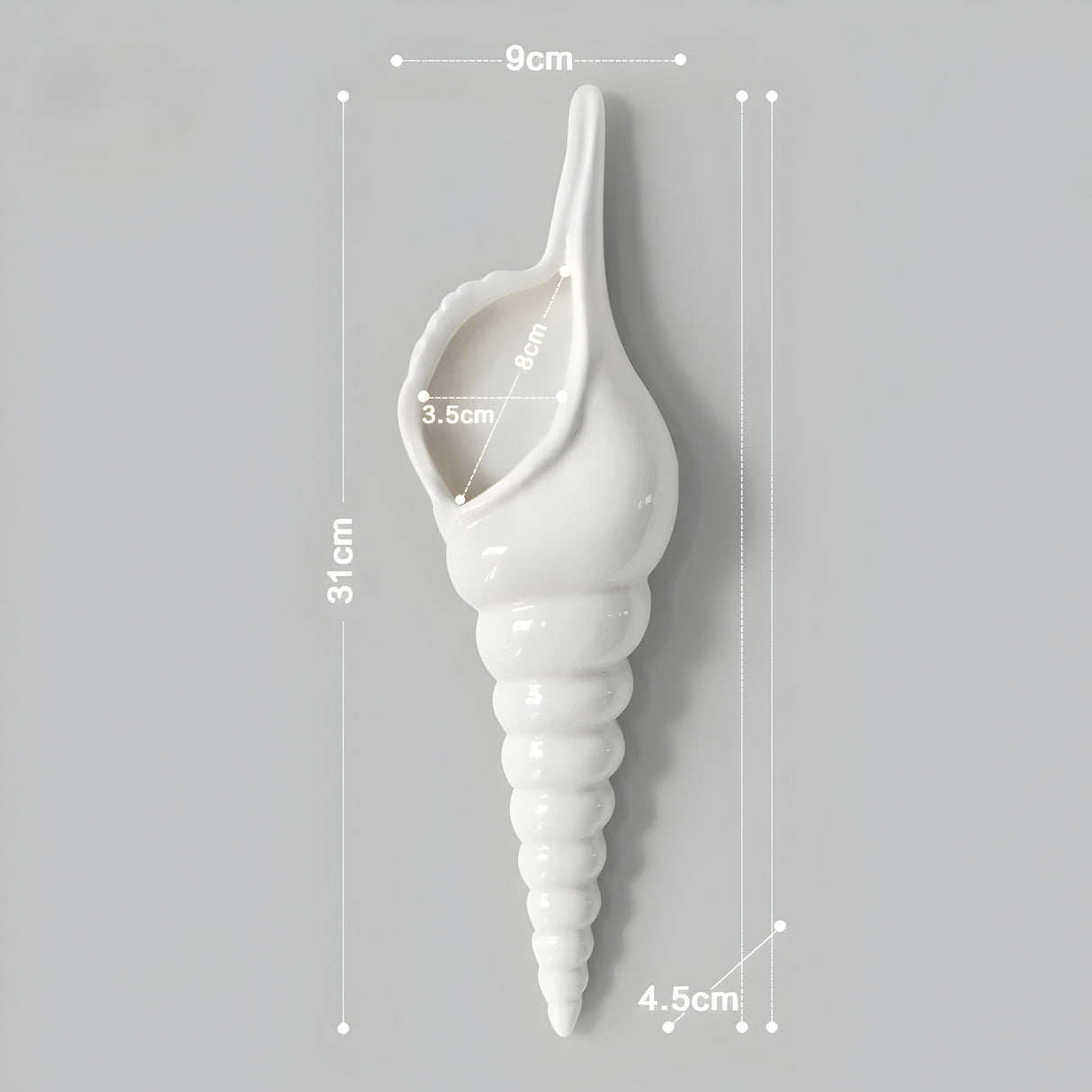 PearlShell Vas - Modern Vit Keramisk Snäcka Blomvas Carvallo