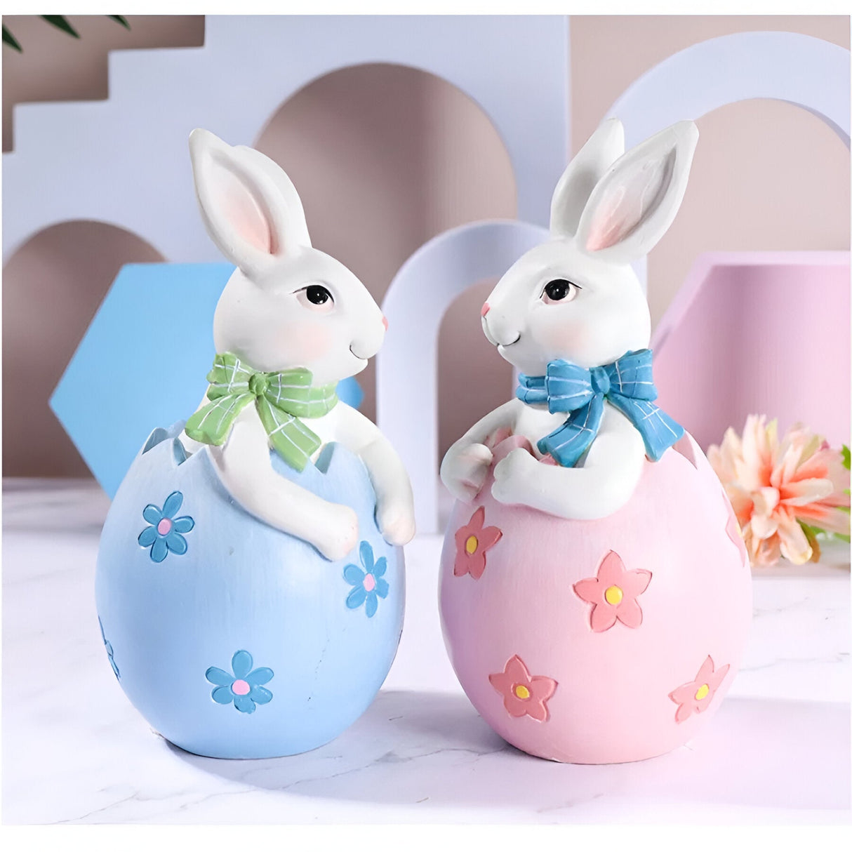 EasterEmbrace Ornament - Snidade påskpar kanin ägg ornament Carvallo