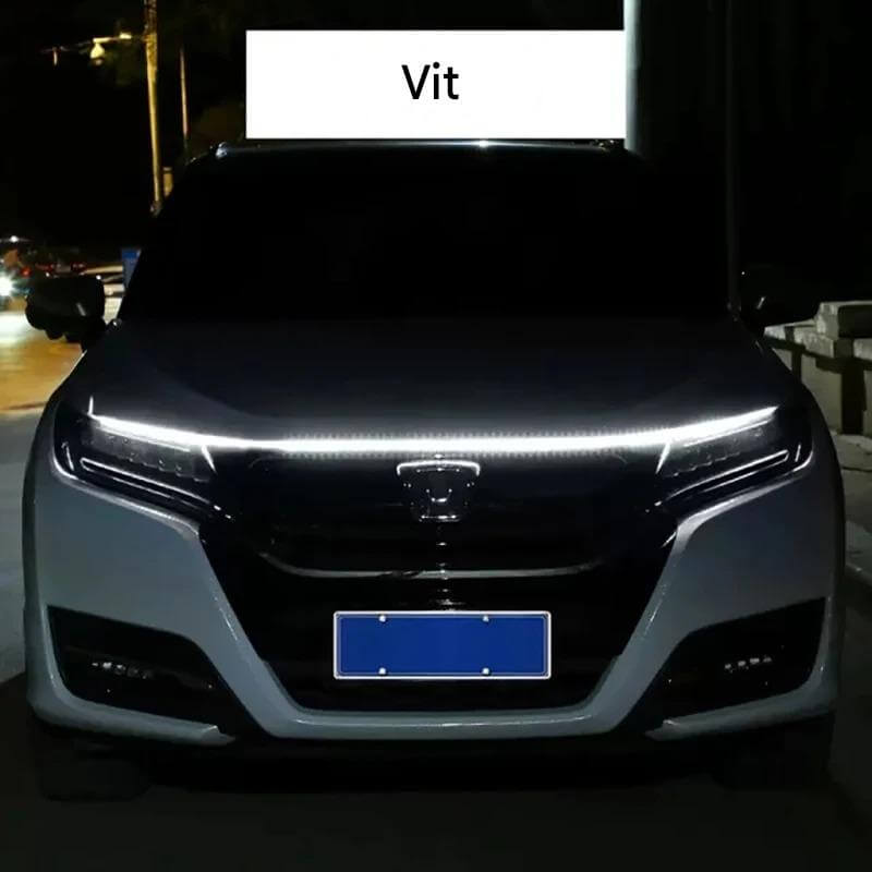 GlowTail - LED DRL Huvlist för Bil | 150cm Sekventiellt Ljusband med Vattentålig Design-Motor Vehicle Lighting-BB-Vit-Hemnix