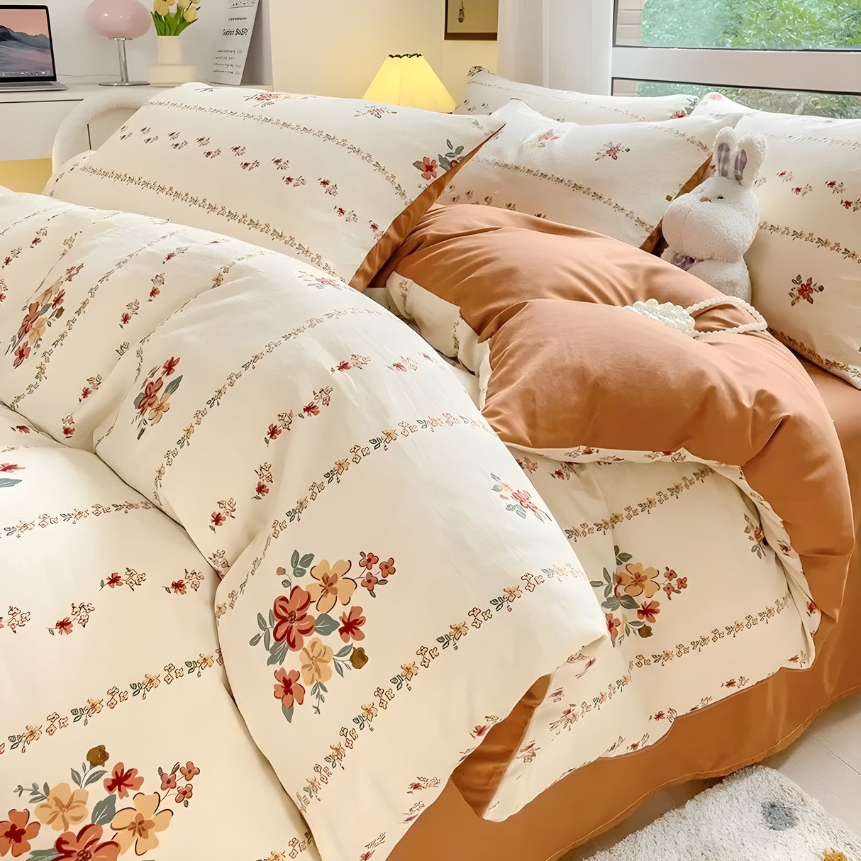 SoftBloom Sängkläder Set - Elegant sängkläder set tillverkat av bomull med blommönster Carvallo