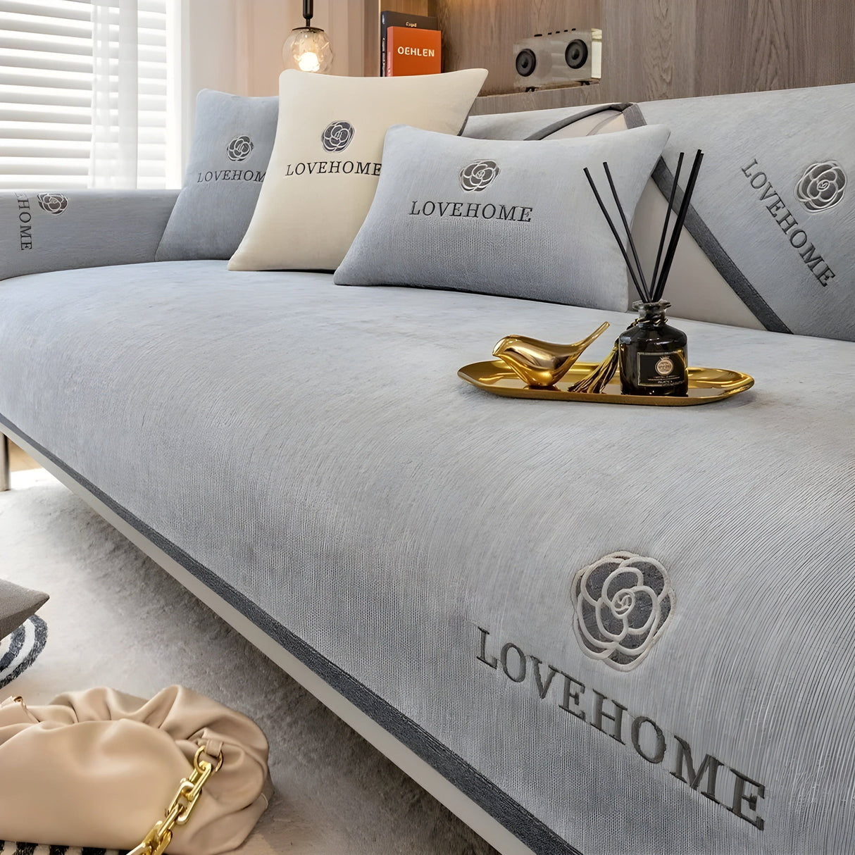 LuxeWrap Sofabeklädnad - Modern, Rutschskydd Sofakudsskydd Carvallo