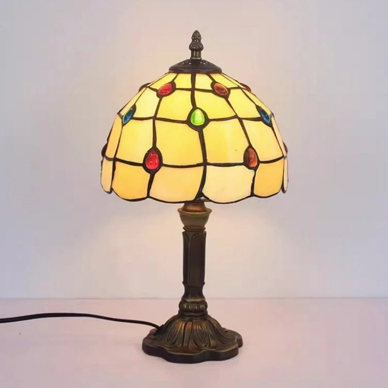 Retro barock LED-bordslampa E27 - Vintage Tiffany-glas MILA Sverige