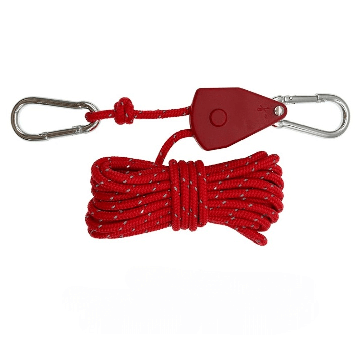 ReflectaCord – Reflekterande Tältlina 5M med Justerbar Trissa för Camping-Tent Accessories-BB-Röd-Hemnix