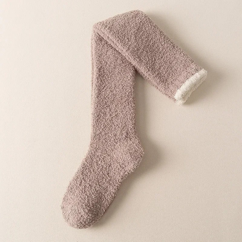 Coral Fleece över-knähöga strumpor Hemnix