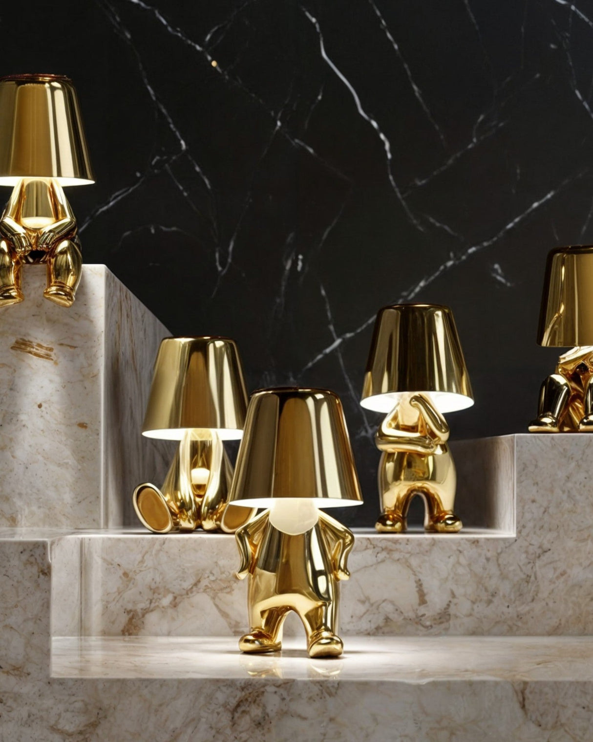 Guld USB uppladdningsbar bordslampa med dimmerfunktion 1800mAh Carvallo