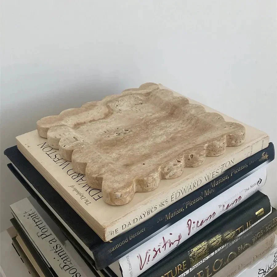 Naturstensdekorerande displayfat - Kvadratisk 20cm Estetisk Carvallo