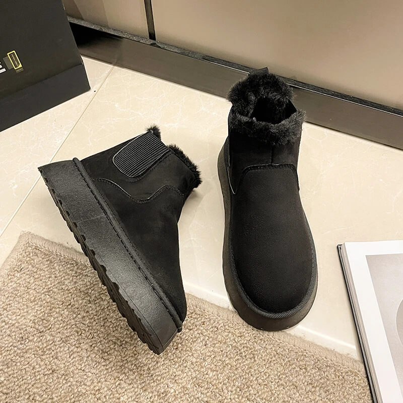 Halkfria Varma Fodrade Ankelboots för Vinter, Bekväma och Platta-Vinterskor-BB-Hemnix