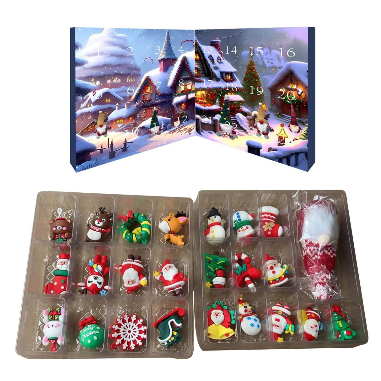 Jul Tomte & Halloween Adventskalender 2024 - Nedräkning med Samlarfigurer, Barnvänlig Hemdekoration och Nedräkningskalender-Adventskalender och Halloween kalender-BB-Jul 2, (24 Luckor)-Hemnix