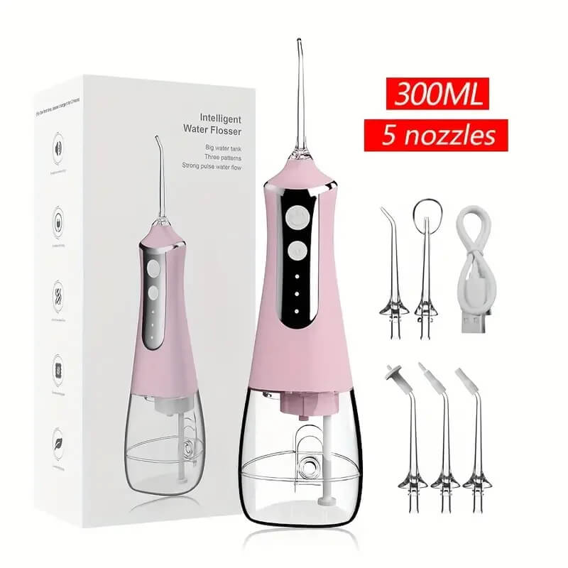 Tandrengöring Portabel Munsköljare Vattenflosser-Tandvård-BB-Rosa-Hemnix