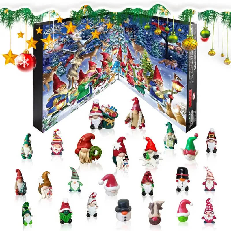 Jul Tomte & Halloween Adventskalender 2024 - Nedräkning med Samlarfigurer, Barnvänlig Hemdekoration och Nedräkningskalender-Adventskalender och Halloween kalender-BB-Jul 1, (24 Luckor)-Hemnix