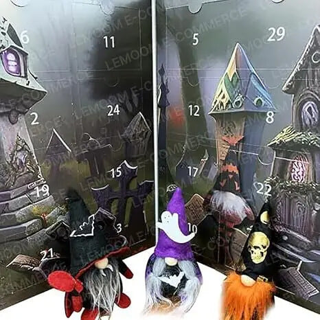 Jul Tomte & Halloween Adventskalender 2024 - Nedräkning med Samlarfigurer, Barnvänlig Hemdekoration och Nedräkningskalender-Adventskalender och Halloween kalender-BB-Hemnix