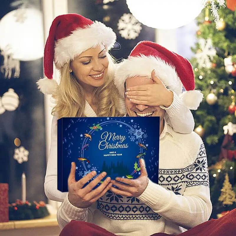 AnglerAdvent - 24 Dagars Julnedräkning Presentuppsättning med Olika Fiskedrag och Tackel-Adventskalender Jul-BB-Hemnix