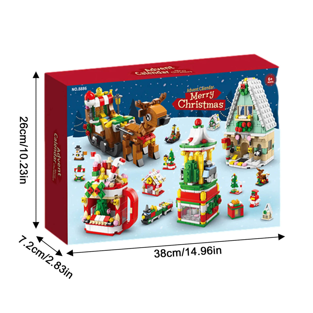 Jul Adventskalender Byggklossar för Barn - 24 Dagars Nedräkning med Stort Byggset, Perfekt DIY Julklapp för Barn-Adventskalender Jul-BB-Ren med Släde-Hemnix