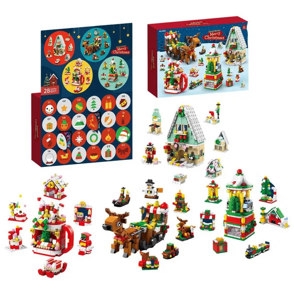 Jul Adventskalender Byggklossar för Barn - 24 Dagars Nedräkning med Stort Byggset, Perfekt DIY Julklapp för Barn-Adventskalender Jul-BB-Hemnix