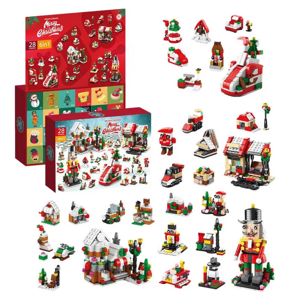 Jul Adventskalender Byggklossar för Barn - 24 Dagars Nedräkning med Stort Byggset, Perfekt DIY Julklapp för Barn-Adventskalender Jul-BB-Hemnix