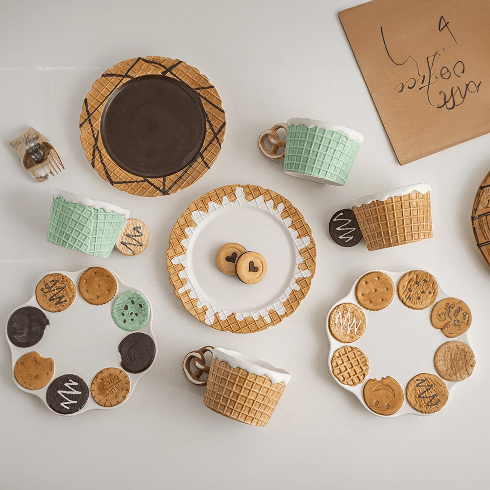 Nyhet Kaka Form Kopp & Tallrik Set - Miljövänlig Keramik Carvallo