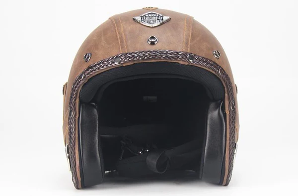 Royaleva Retro Vintage Motorcykelhjälm Öppen Ansikte Med Goggle Mask Carvallo