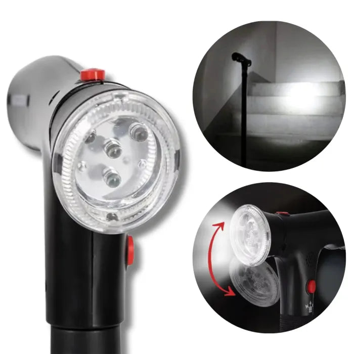 Multifunktionell senior käpp med LED-ljus, larm, dubbelhandtag & halkfri fot-VaruZ-Hemnix