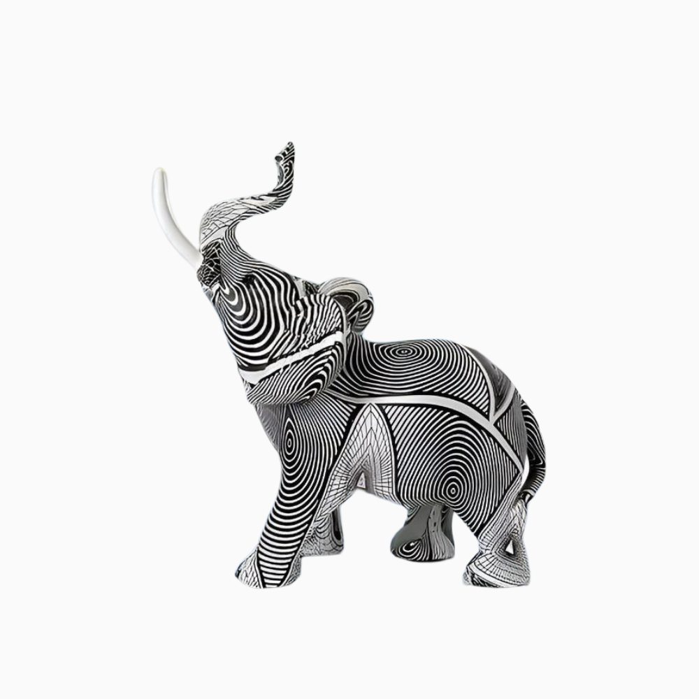 Svart och Vit Spiral Elefant Figur för Heminrednings Accent Carvallo