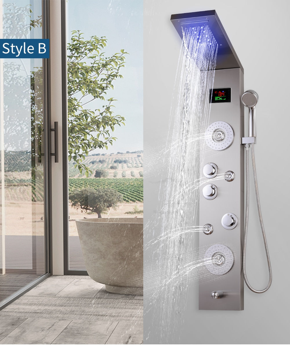 AquaSteel - Modern väggmonterad duschpanel i rostfritt stål MILA Sverige