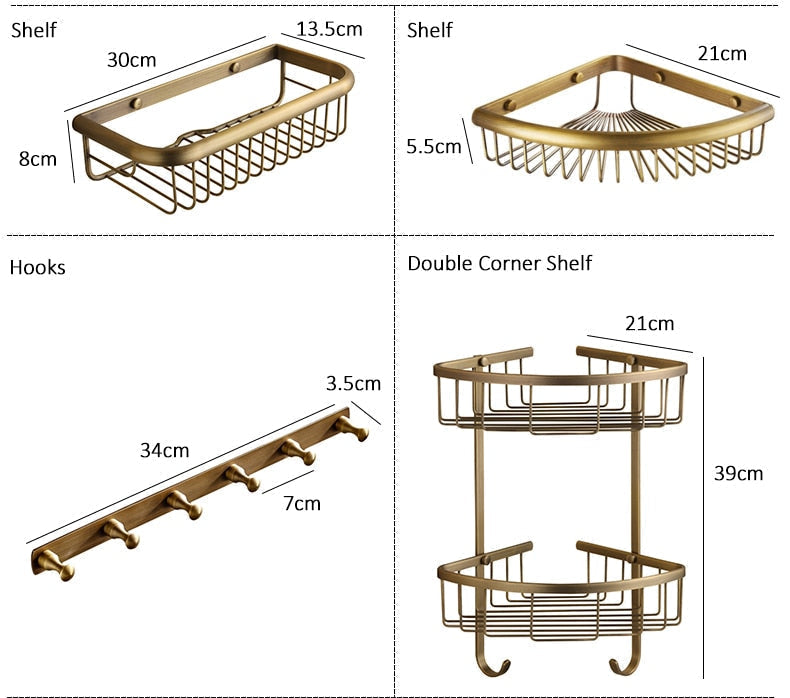 Royaleva Antik Brons Badaccessoarer – Vintage Koppar med Keramiska Accenter Carvallo