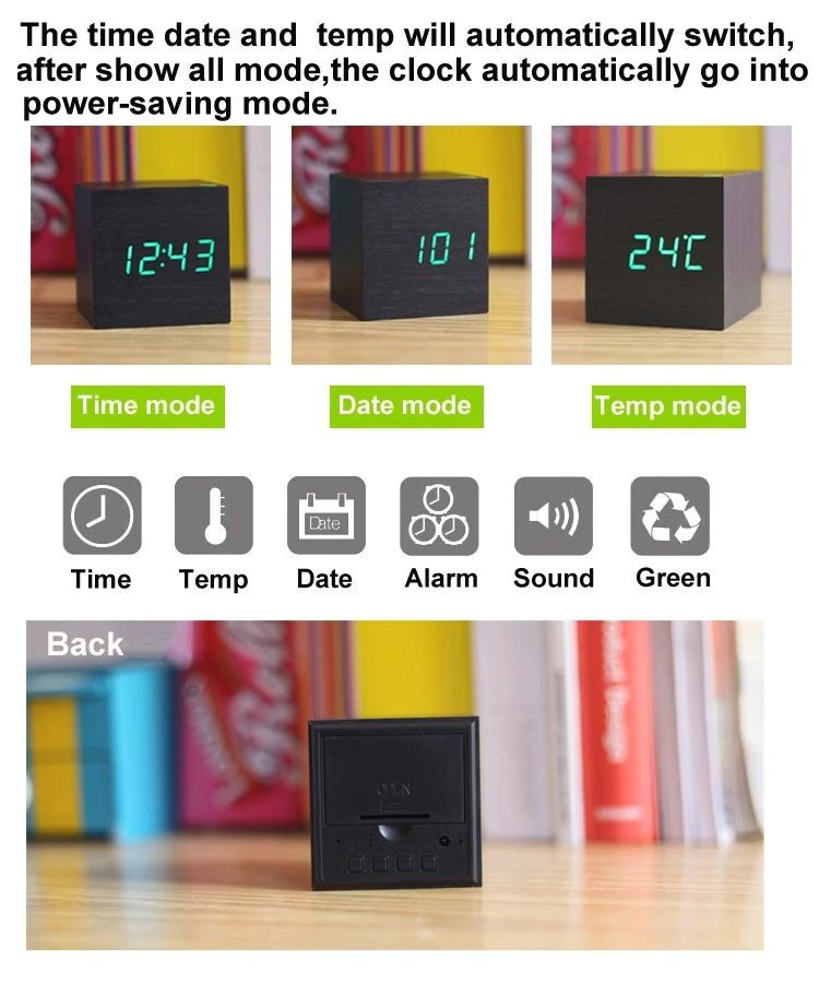 Digital klocka kub i modern trädesign Carvallo