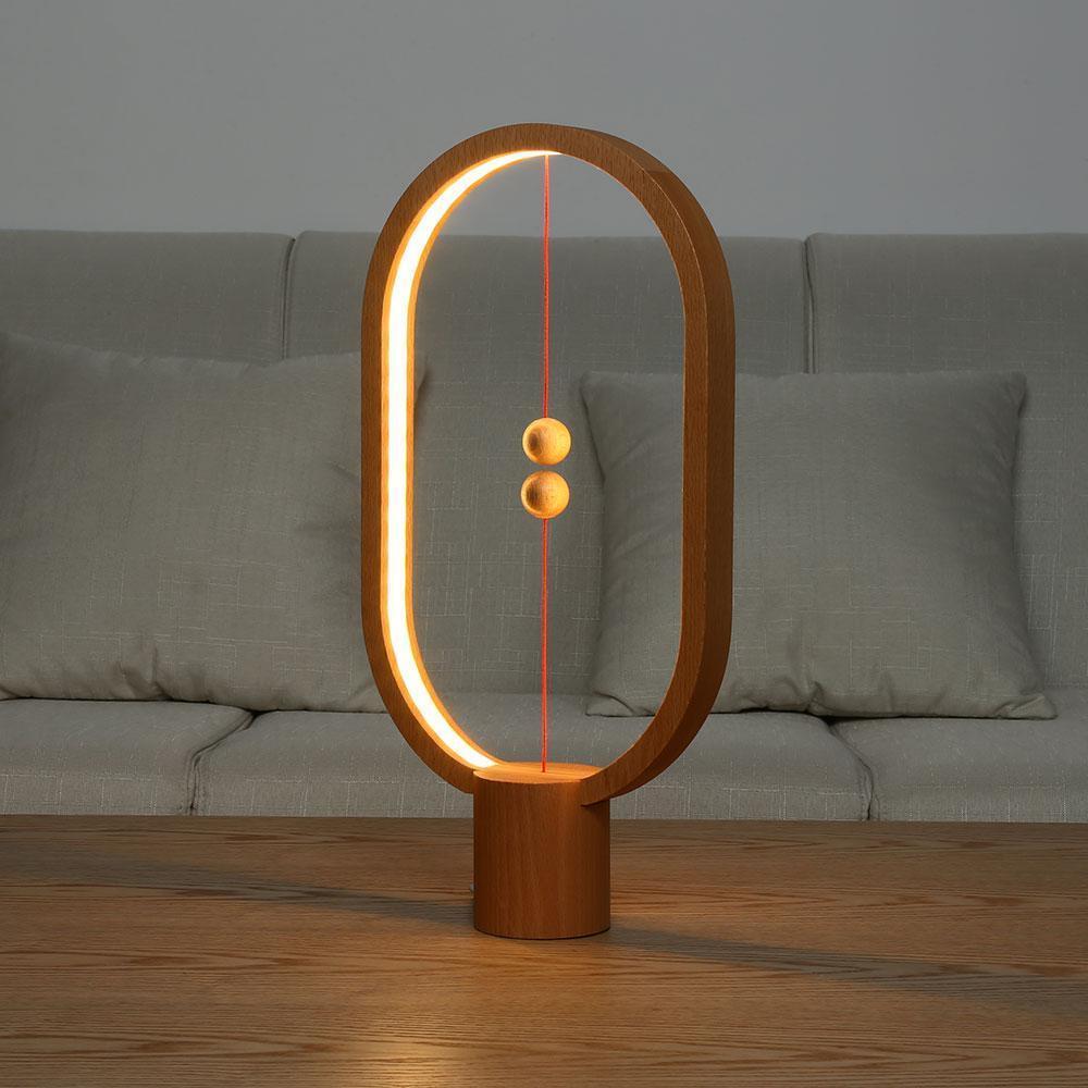 Bordslampa trä LED oval modern design Carvallo