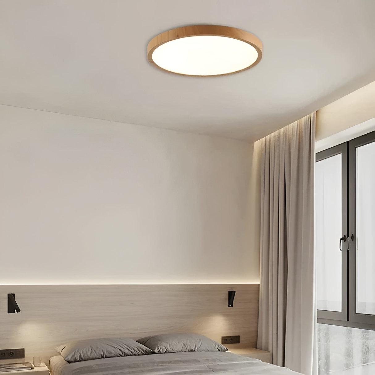 GrainGlow Light - Modern Ultra-Tunna Trä Taklampa Carvallo