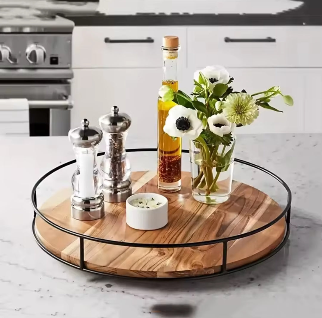 360° snurrande arrangör i akaciaträ för bord och kök MILA Sverige