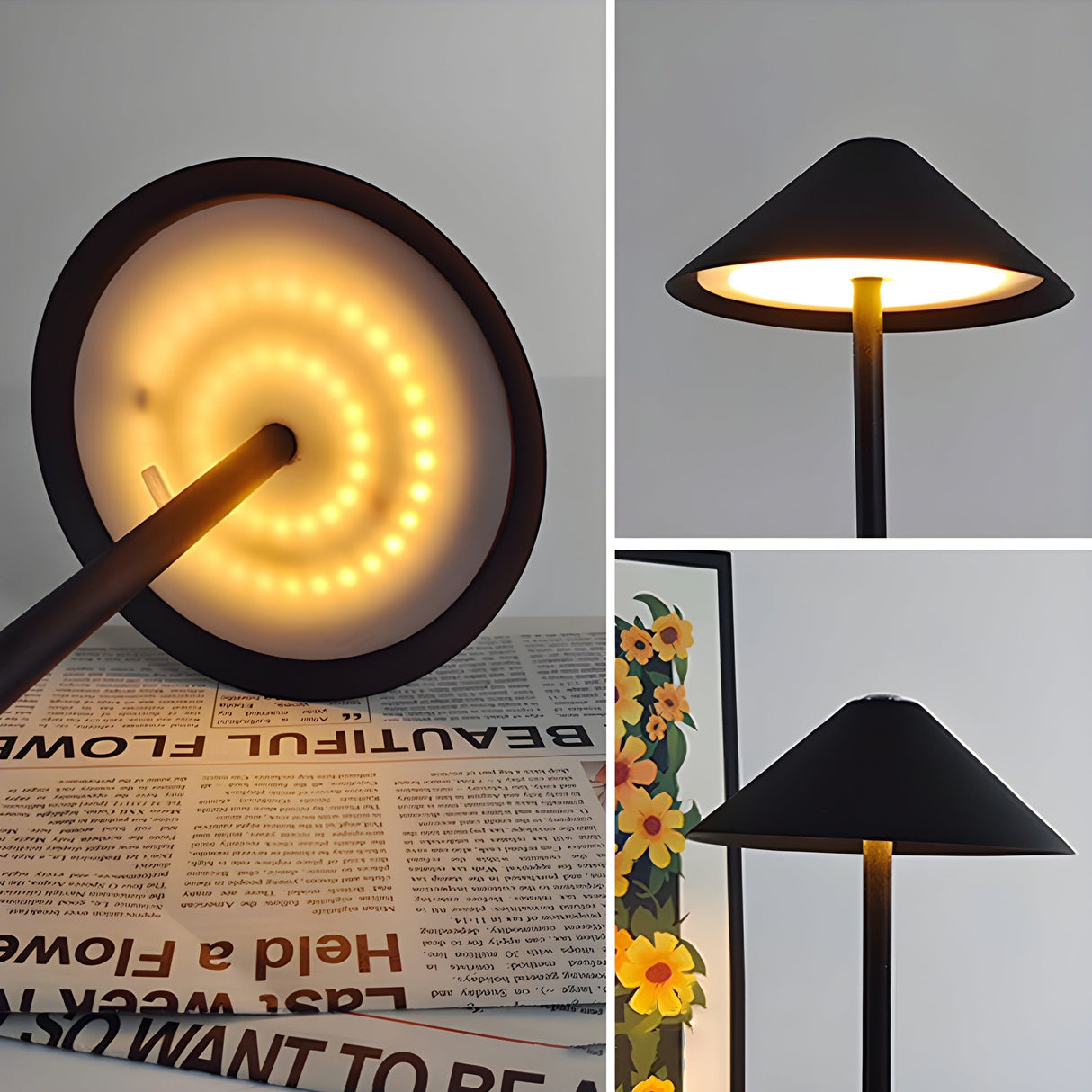 Palori - Minimalistisk dimbar touch-bordslampa - vattentät och uppladdningsbar ljusfärg Carvallo