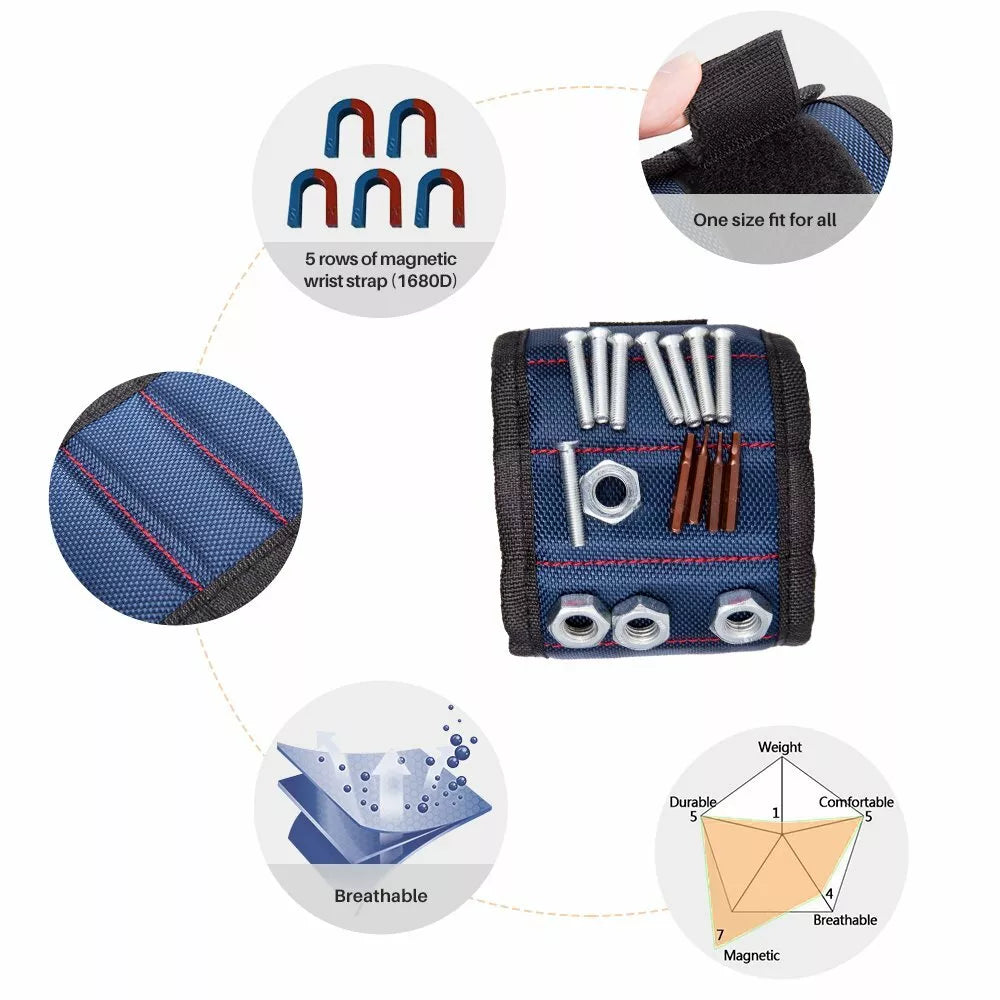 Magnetiskt verktygs-hållararmband för skruvar och spik Carvallo