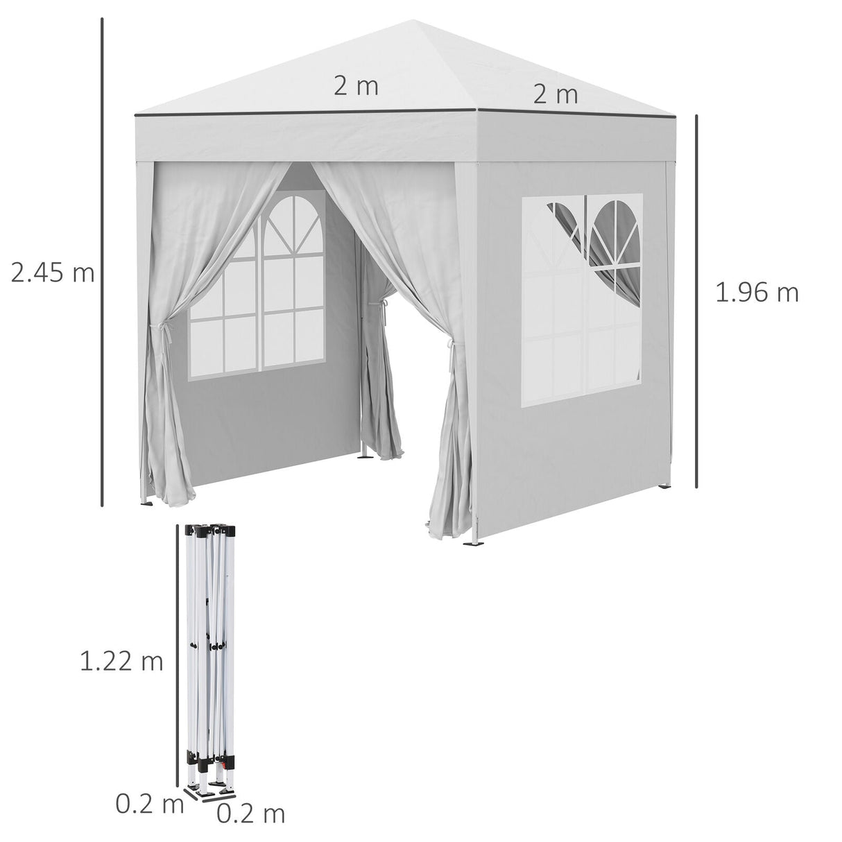 2m x 2m Utomhus Fällbar Gazebo Tält - Pop Up Partytält Carvallo