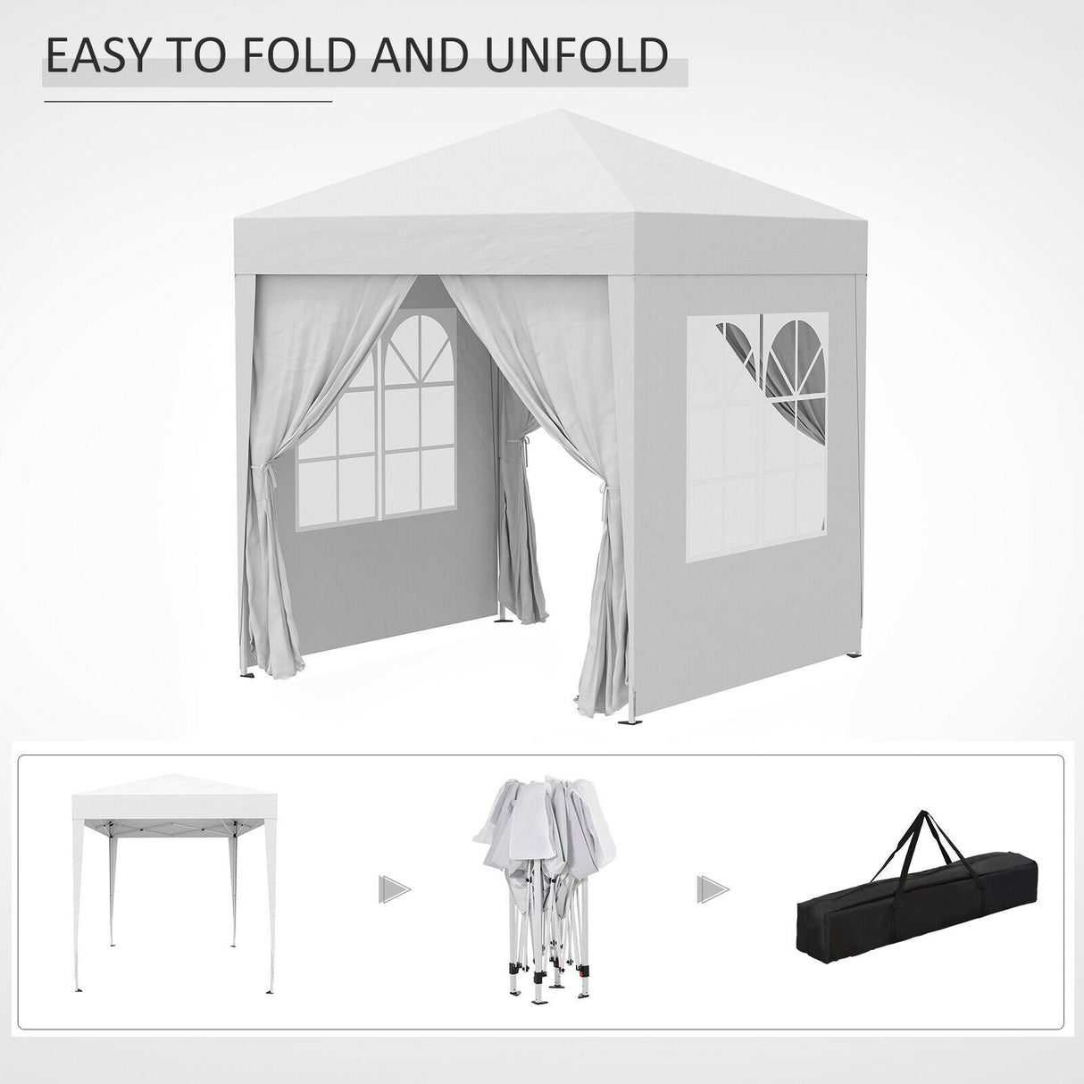 2m x 2m Utomhus Fällbar Gazebo Tält - Pop Up Partytält Carvallo