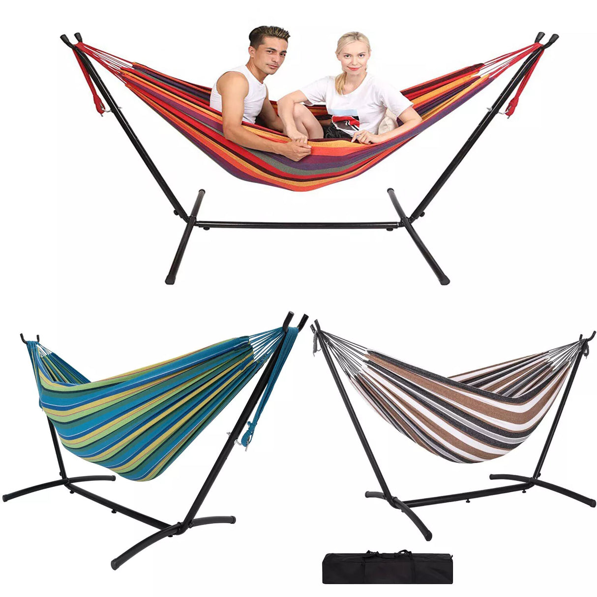 2-Personers Hängmatta med Ställning - Premium Canvas Carvallo