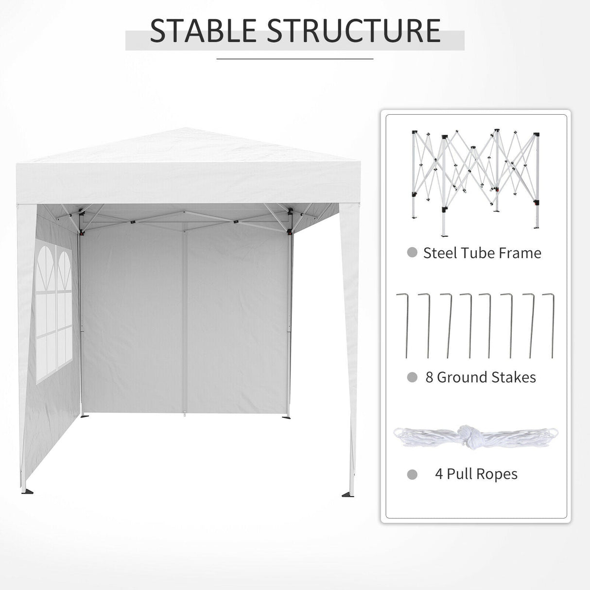 2m x 2m Utomhus Fällbar Gazebo Tält - Pop Up Partytält Carvallo