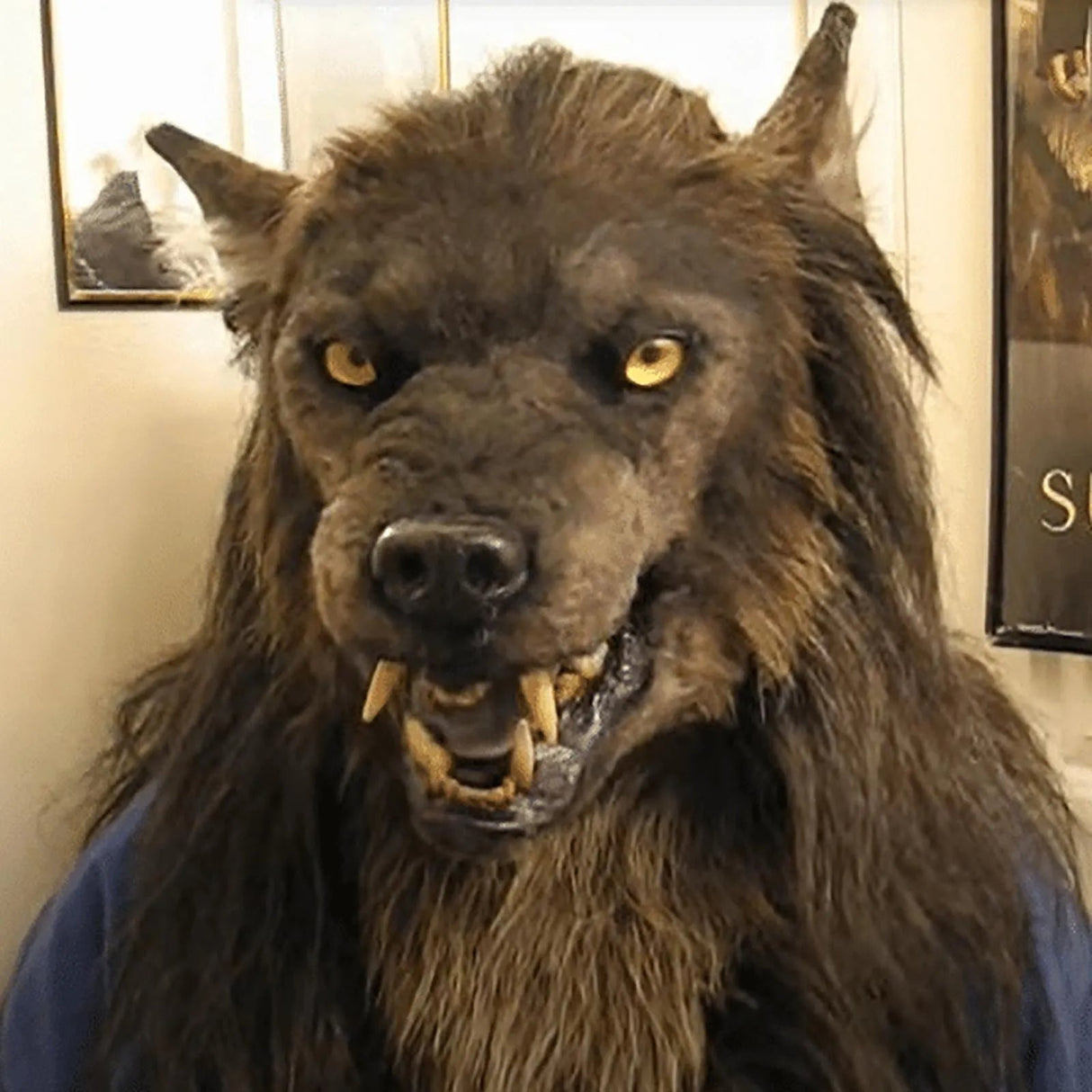 Halloween Vargmask med Realistiskt Hår Carvallo