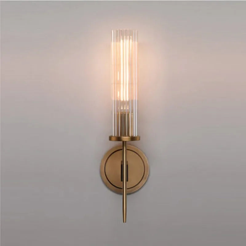 Modern vägglampa med ribbat glas och kopparfinish Carvallo