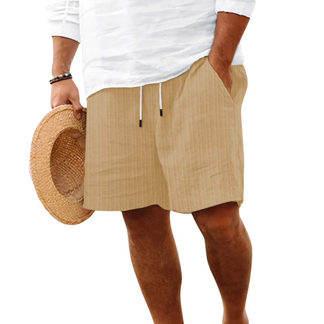 Randiga Jacquard Cord Casual Shorts för män-Hemnix-Khaki-S-Hemnix